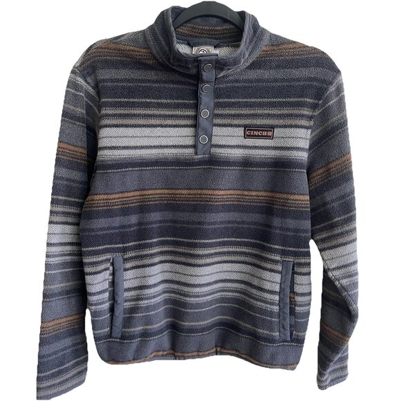 Cinch Boy’s Charcoal Polar Fleece 1/4 Snap Pullover Size Large 12 WARM AND SOFT - Picture 1 of 4